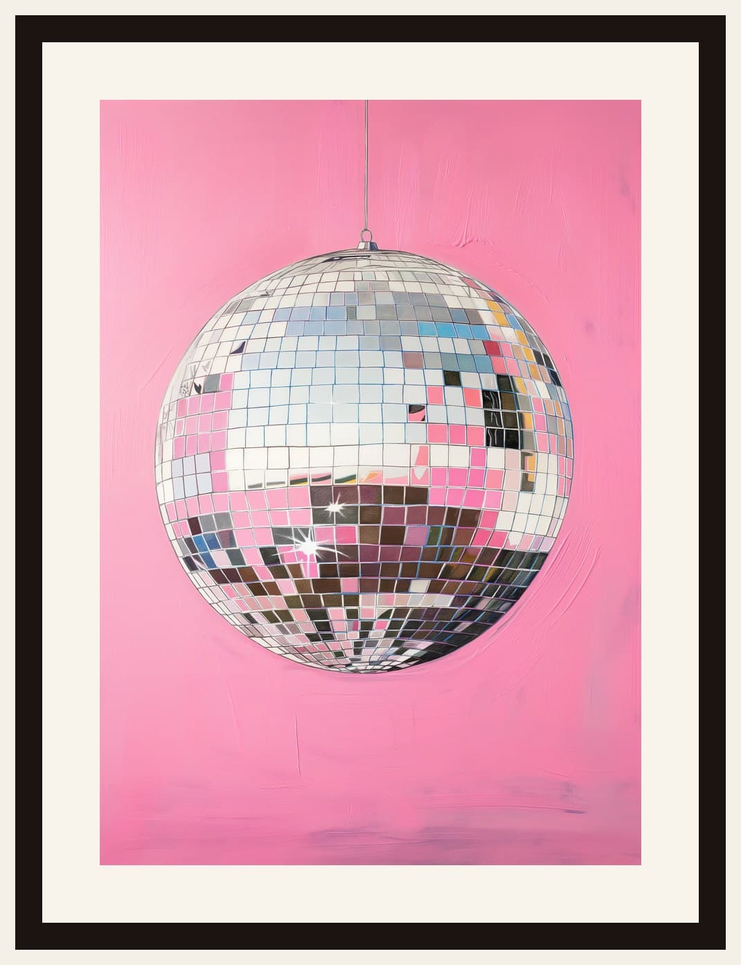 Mirrored Disco Ball On Pink Background