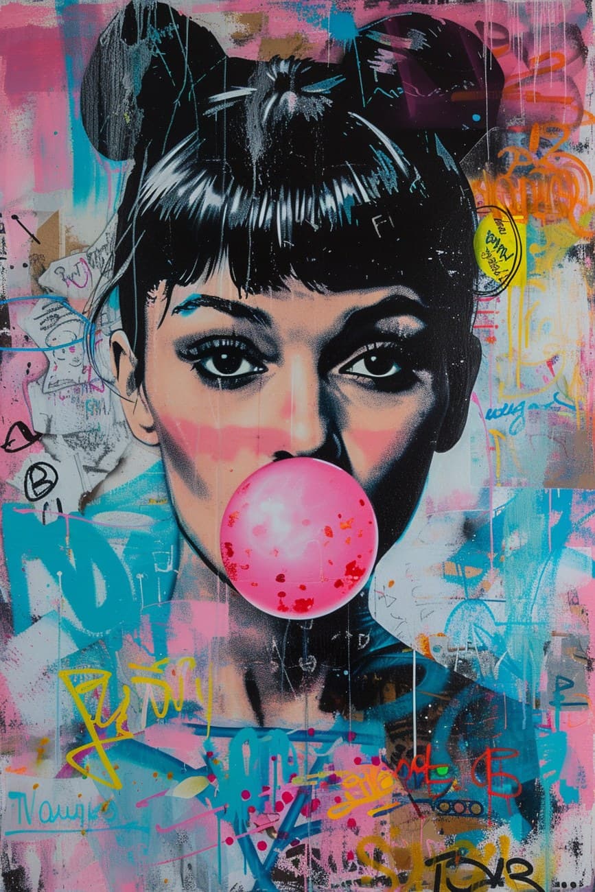 Audrey Hepburn Bubble Gum Pop Graffiti
