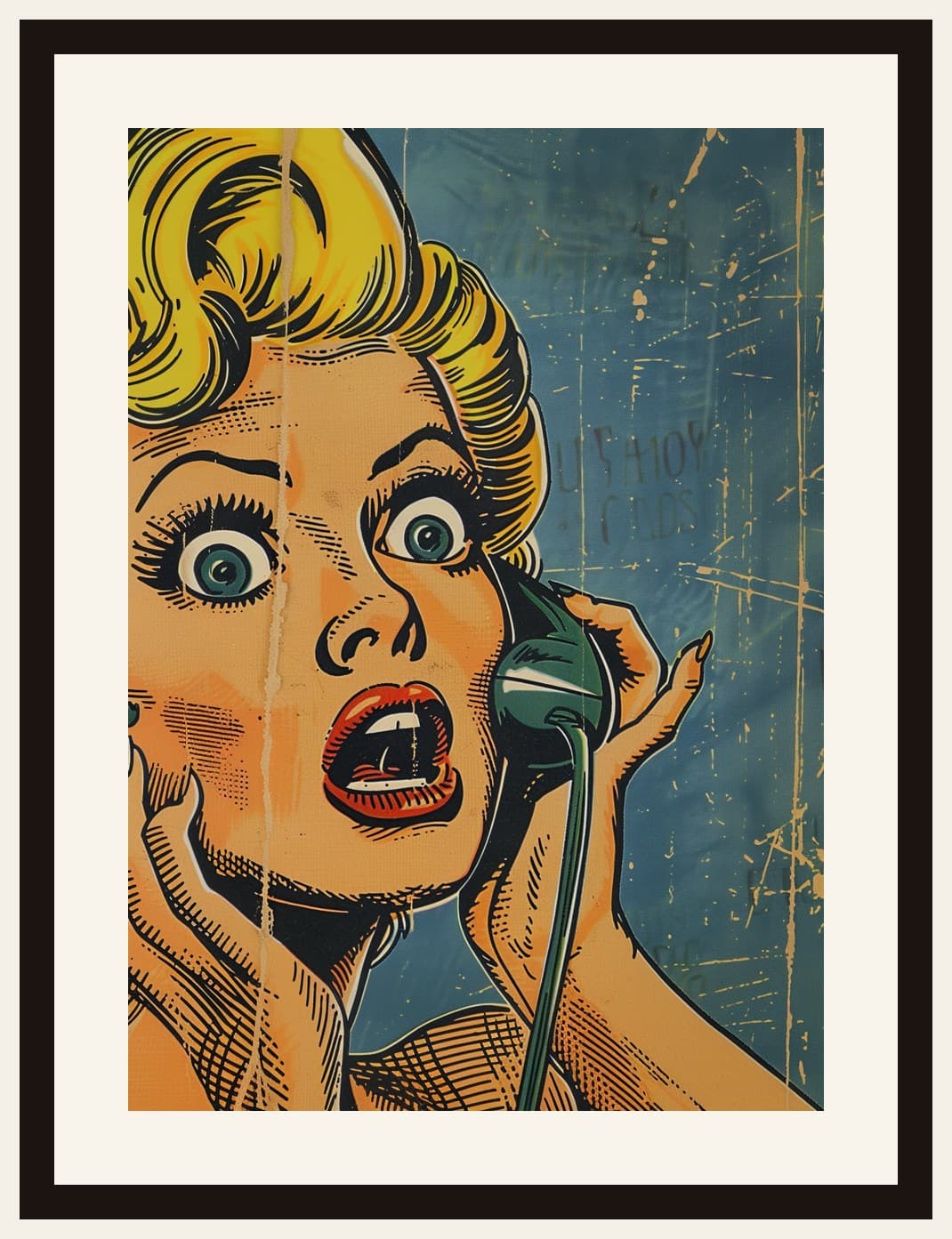 Shocked Vintage Comic Woman Telephone