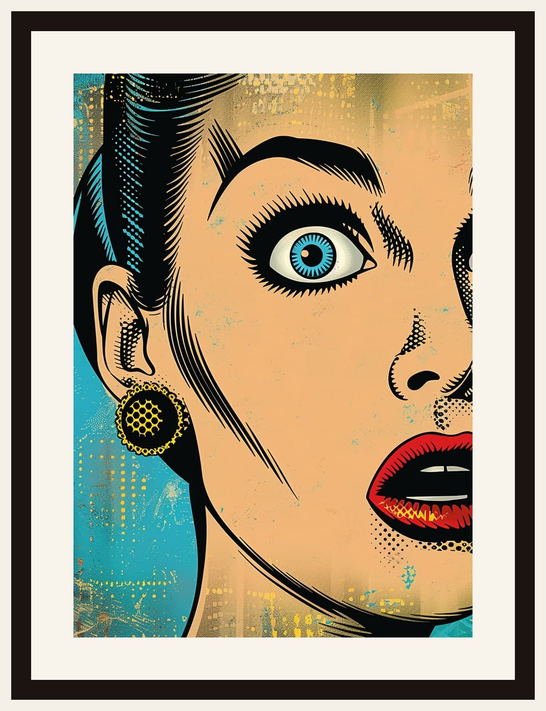 Pop Art Woman Surprised Close-Up