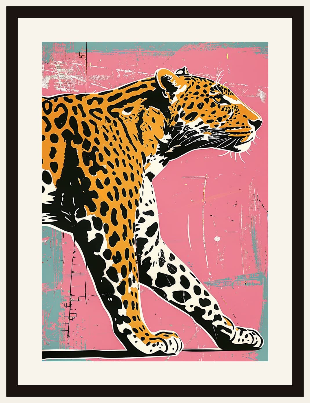 Leopard Stalking Pink Graphic Background