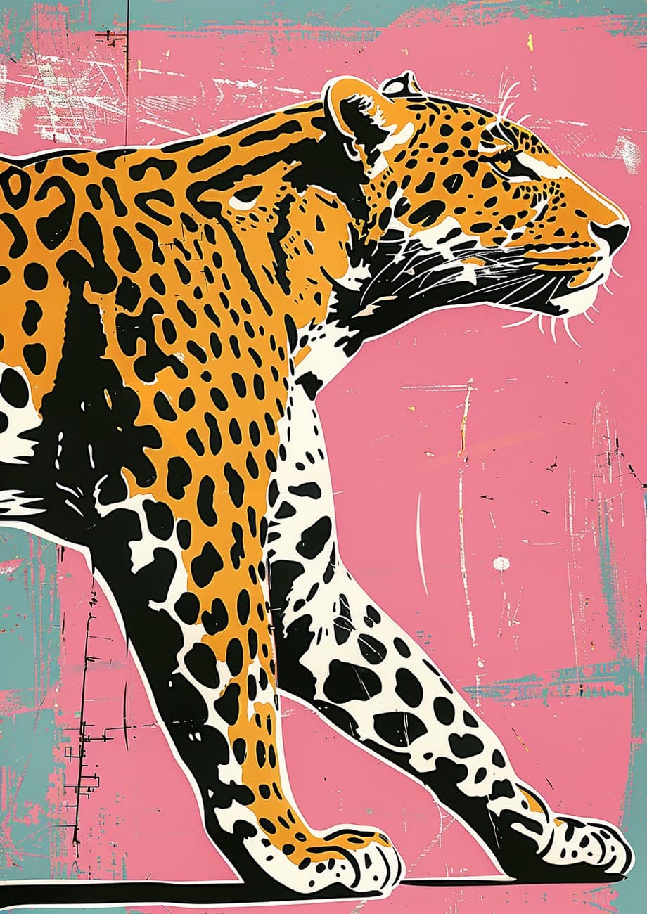 Leopard Stalking Pink Graphic Background