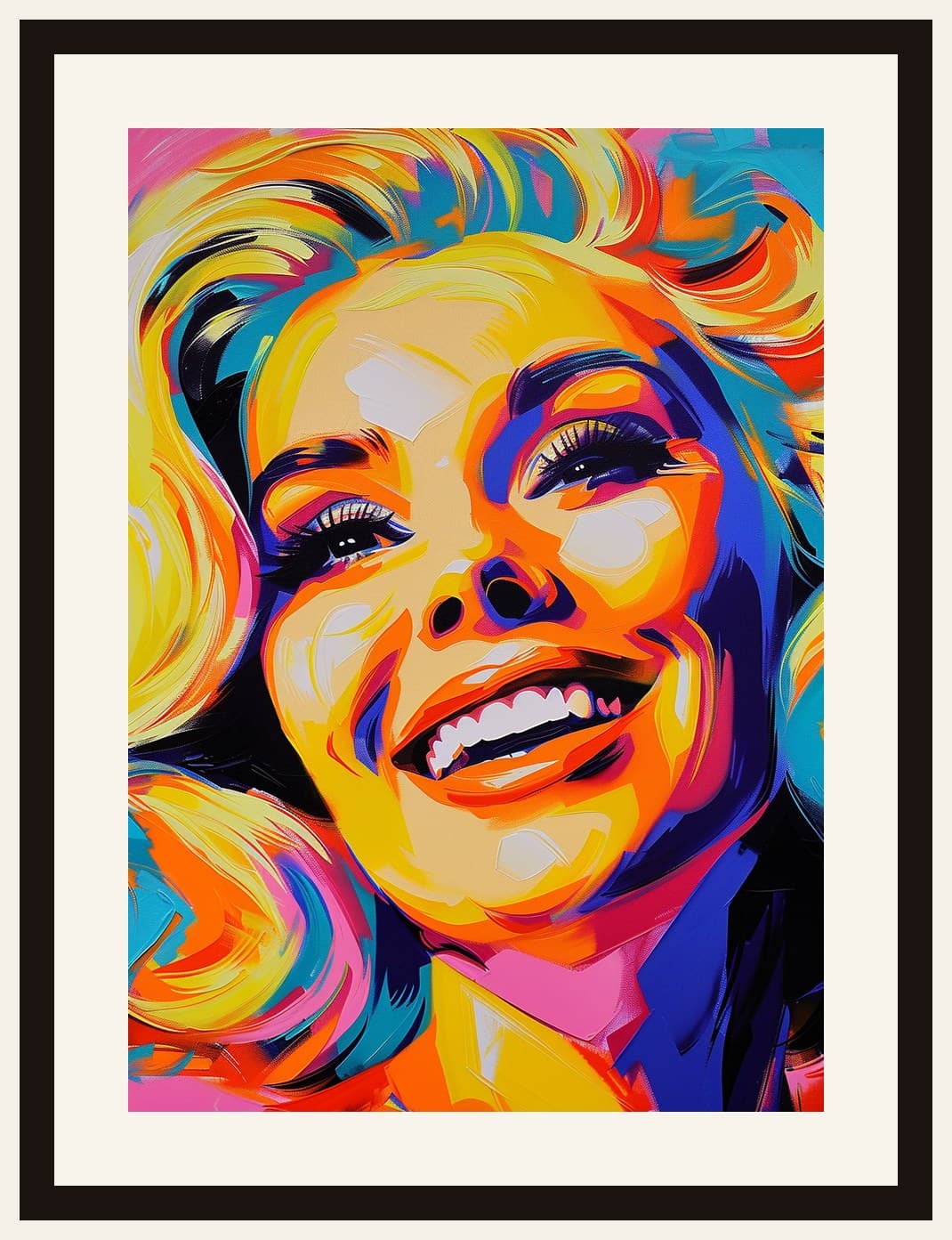 Marilyn Monroe Pop Art Colourful Smiling Portrait