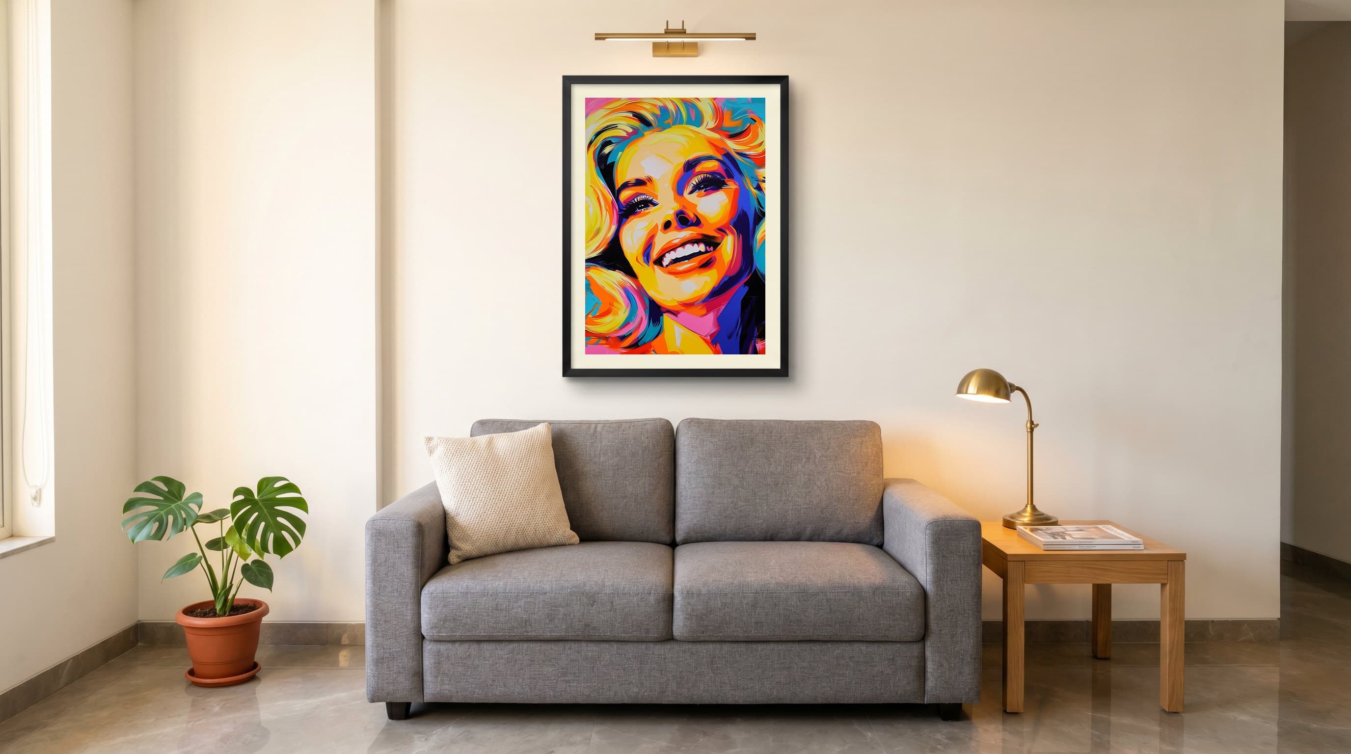 Marilyn Monroe Pop Art Colourful Smiling Portrait — in situ