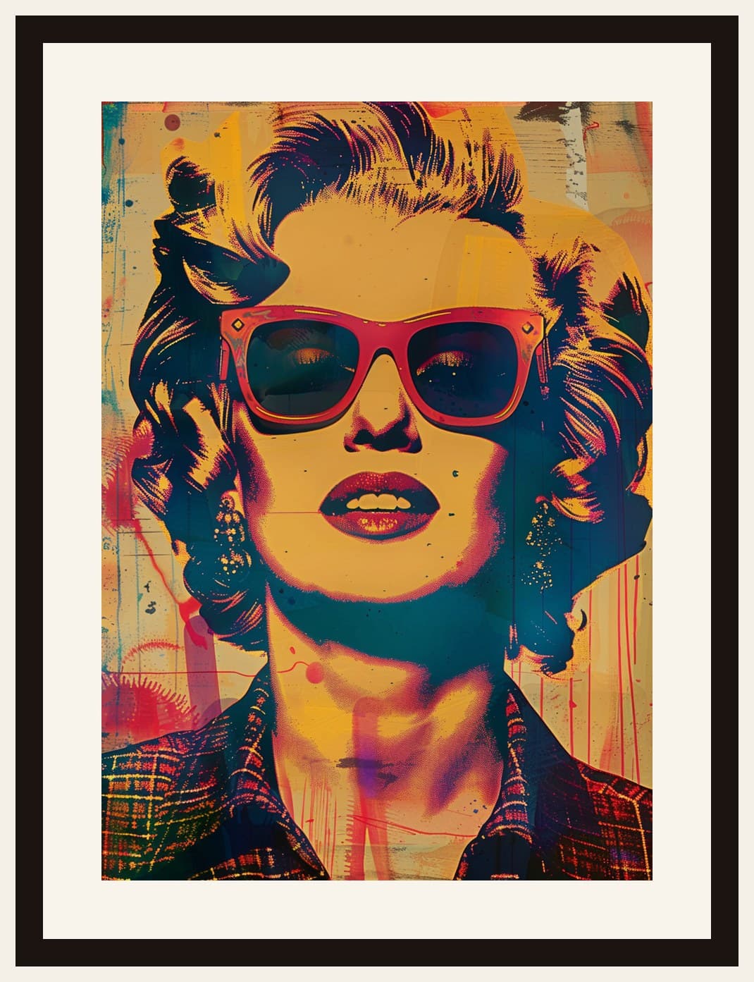 Pop Art Woman Red Sunglasses