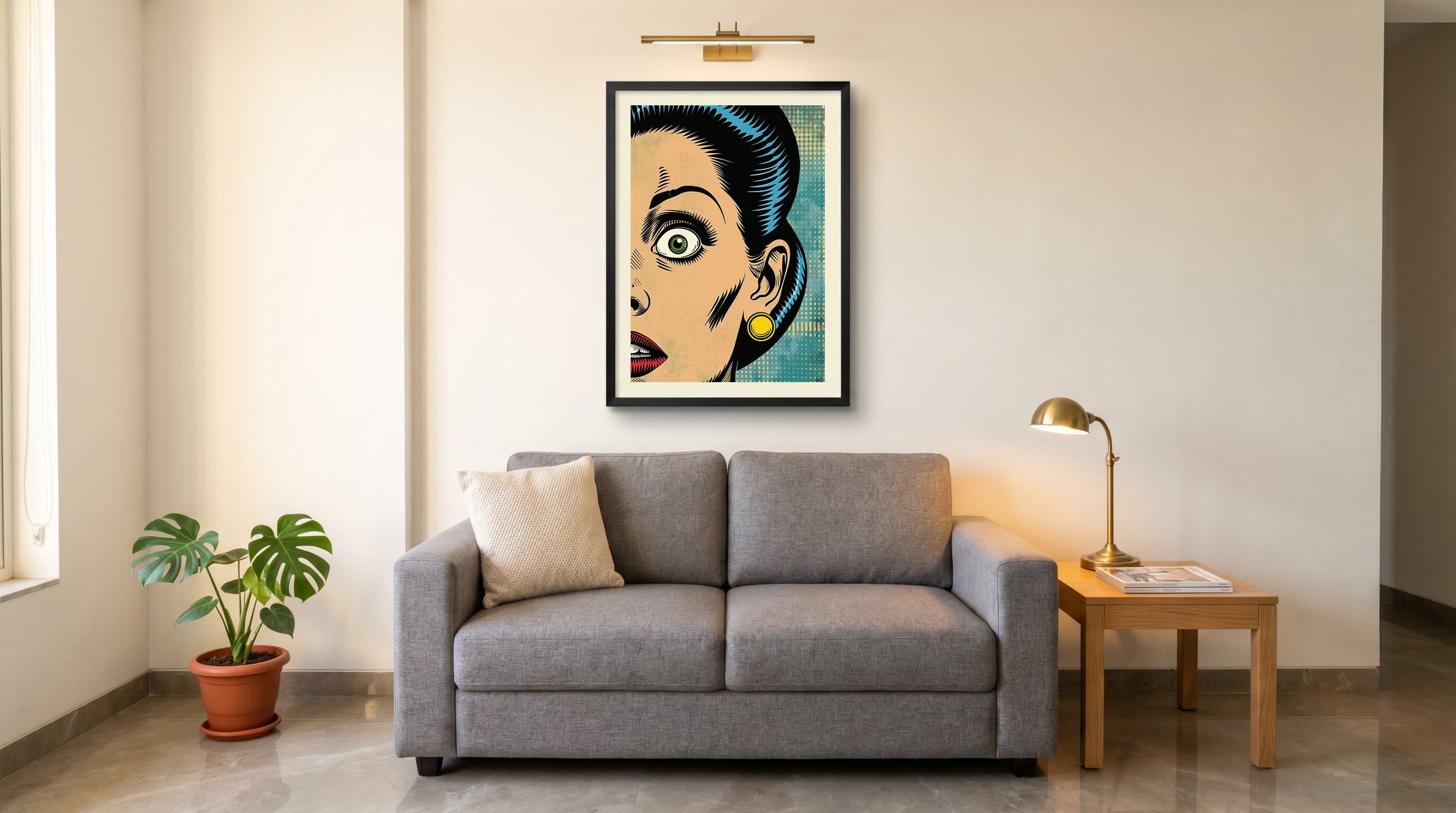 Comic Book Pop Art Woman Close-Up — in situ