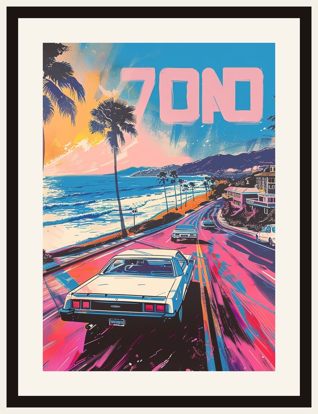 80s Pop Art Coastal Highway Drive