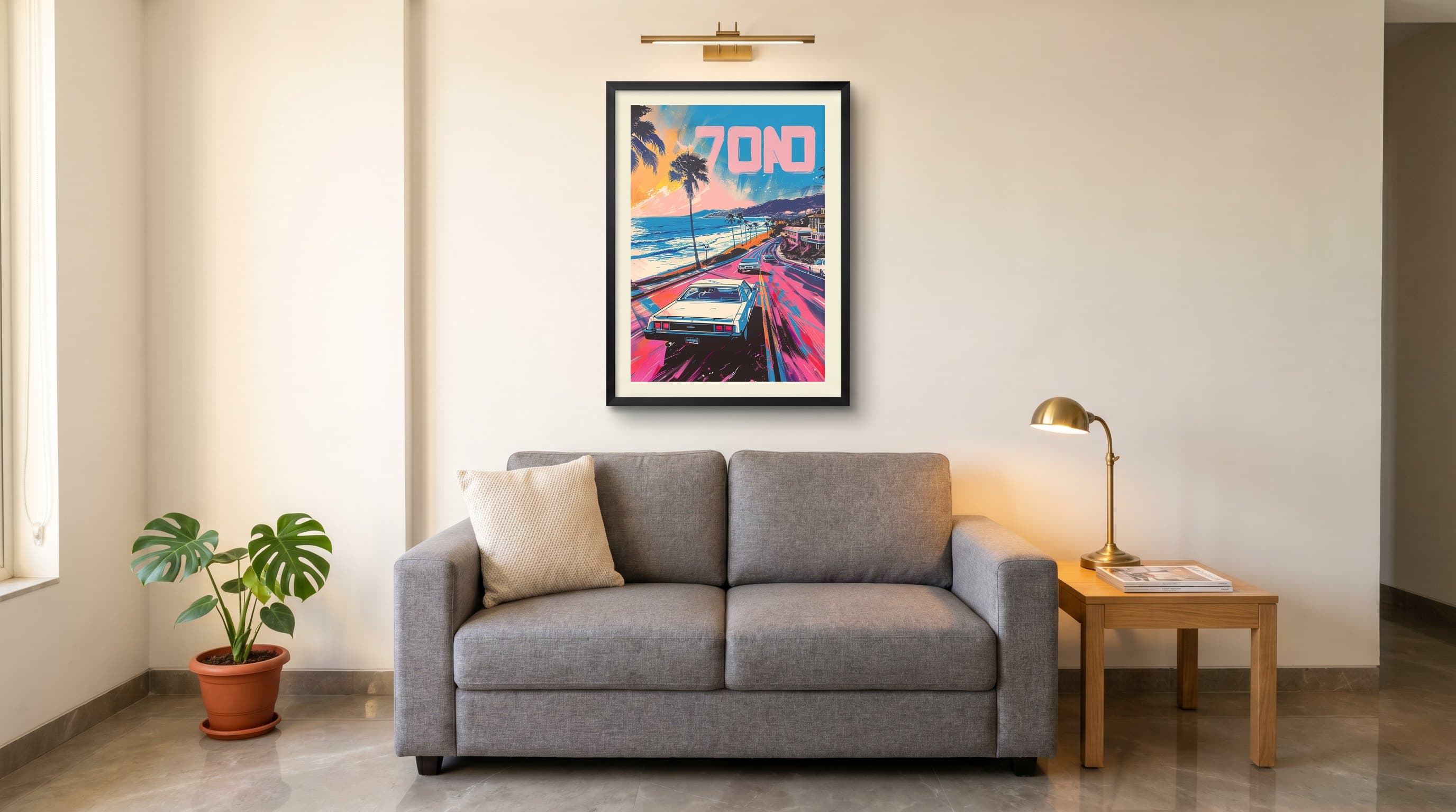 80s Pop Art Coastal Highway Drive — in situ