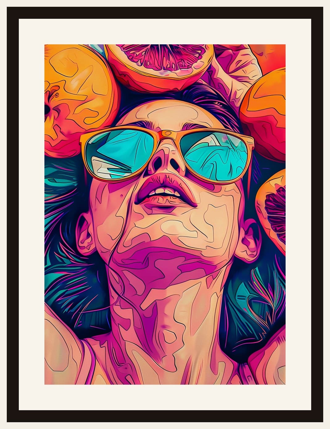 Neon Pop Portrait Girl Sunglasses Citrus