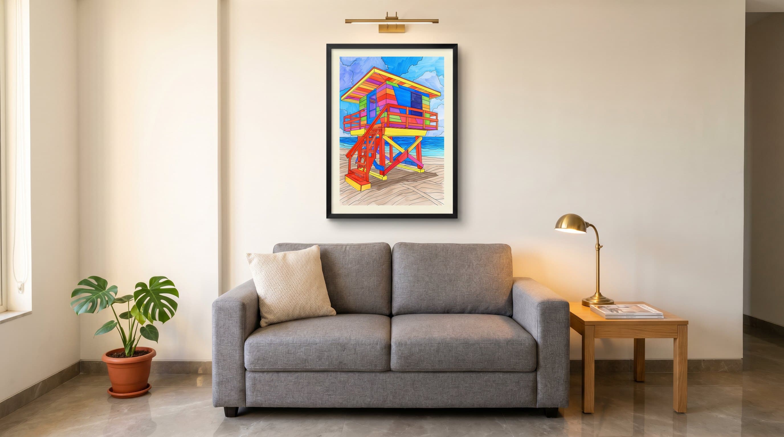 Colourful Lifeguard Tower Beach Illustration — in situ