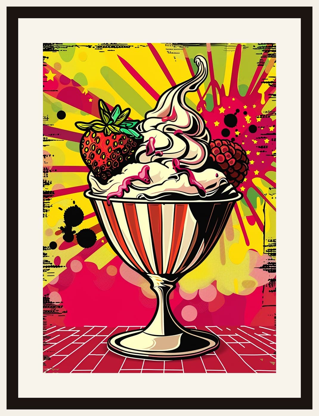 Pop Art Ice Cream Sundae Strawberry