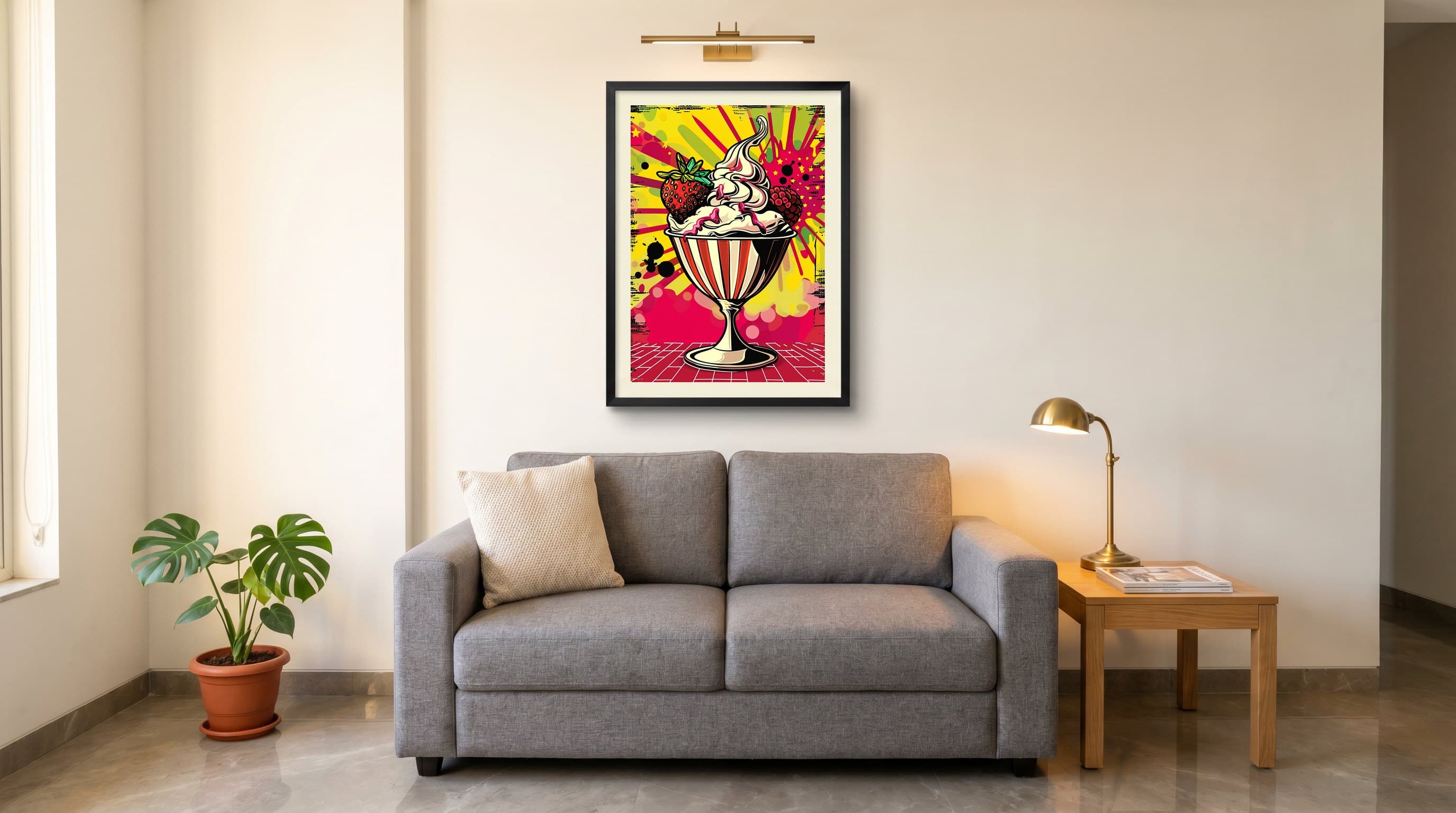 Pop Art Ice Cream Sundae Strawberry — in situ