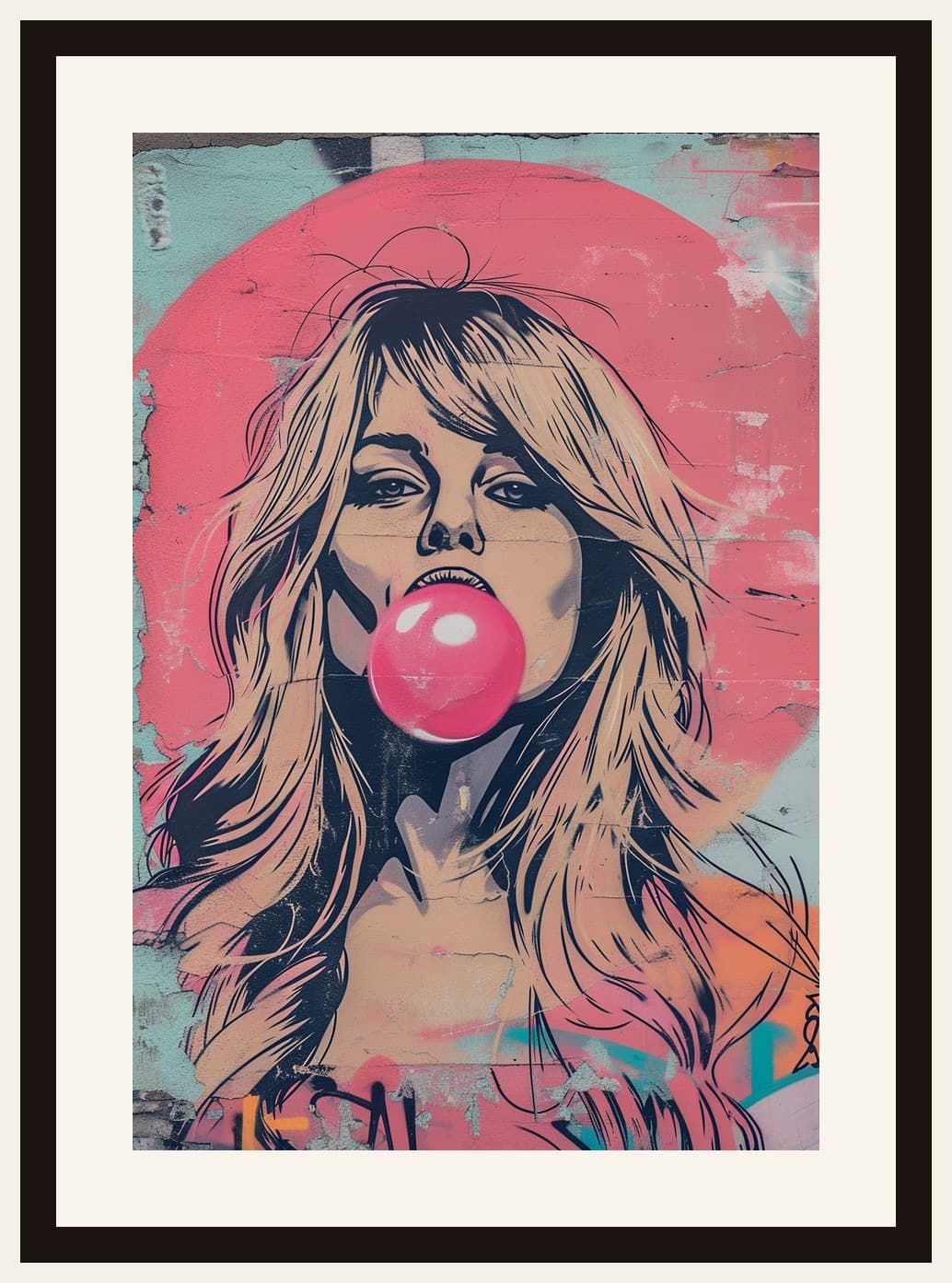 Brigitte Bardot Street Art Pop Portrait Bubble Gum