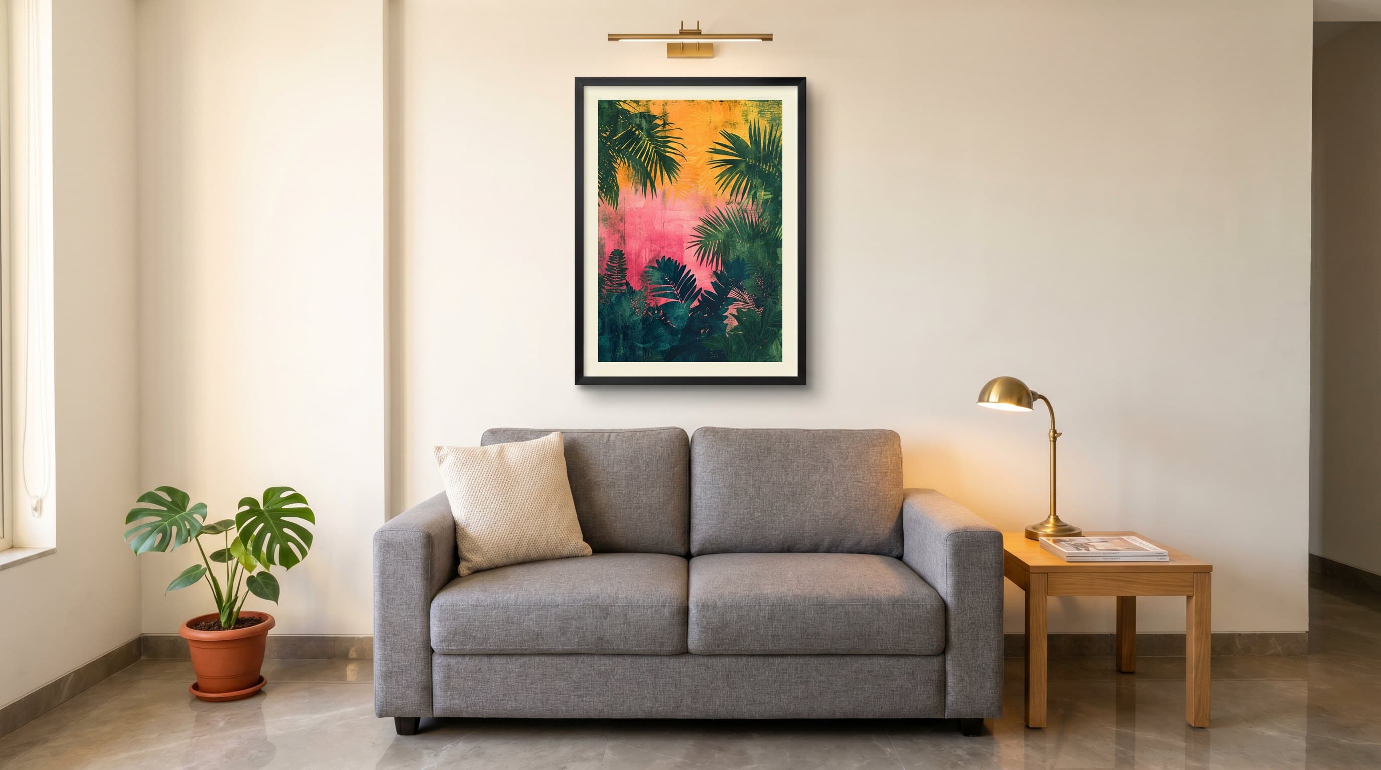 Tropical Palm Leaves Pink Orange Gradient — in situ