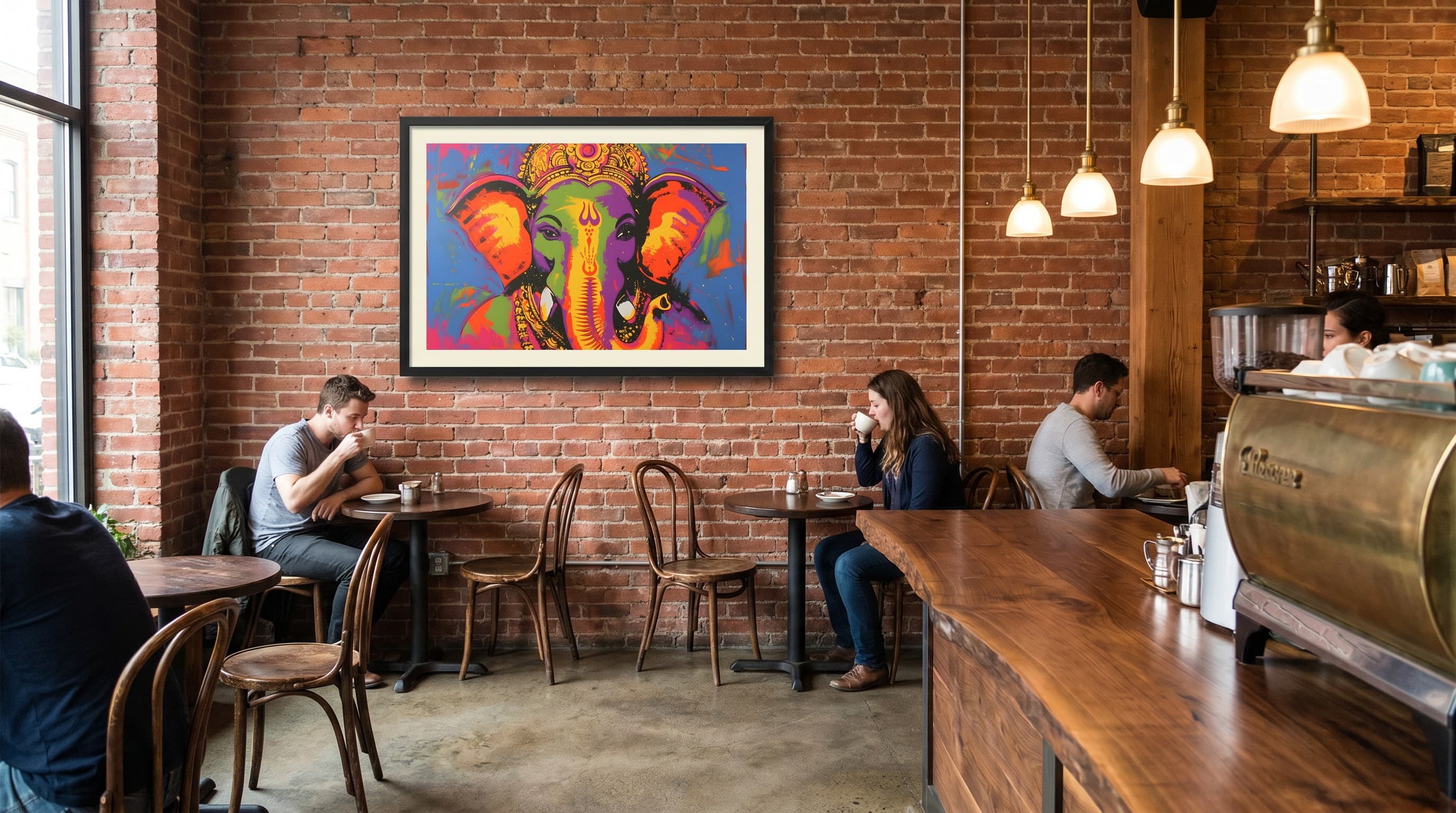 Pop Art Ganesha Vibrant Neon Colours in dining