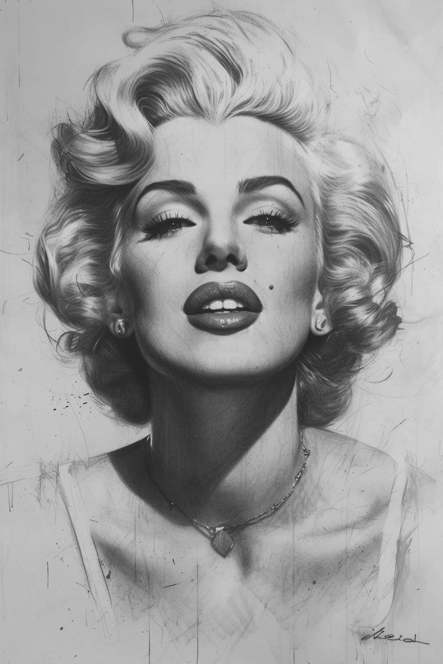 Marilyn Monroe Pencil Portrait Drawing