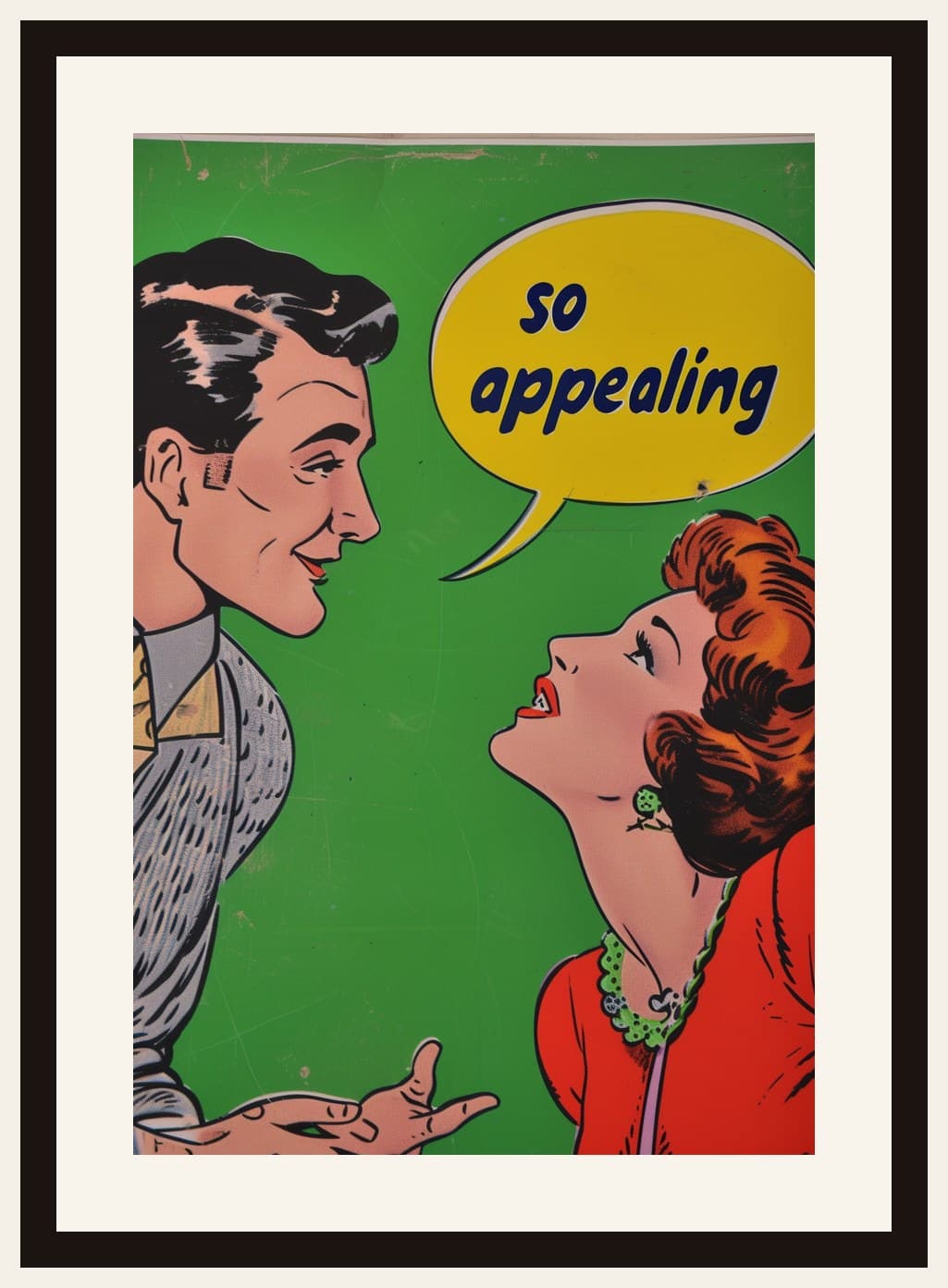 Retro Comic Couple Conversation Speech Bubble