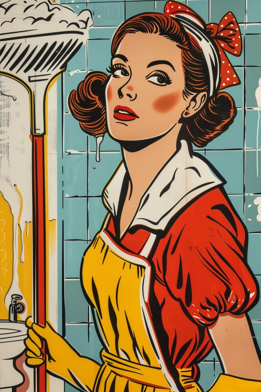 Pop Art Cleaning Lady Bathroom