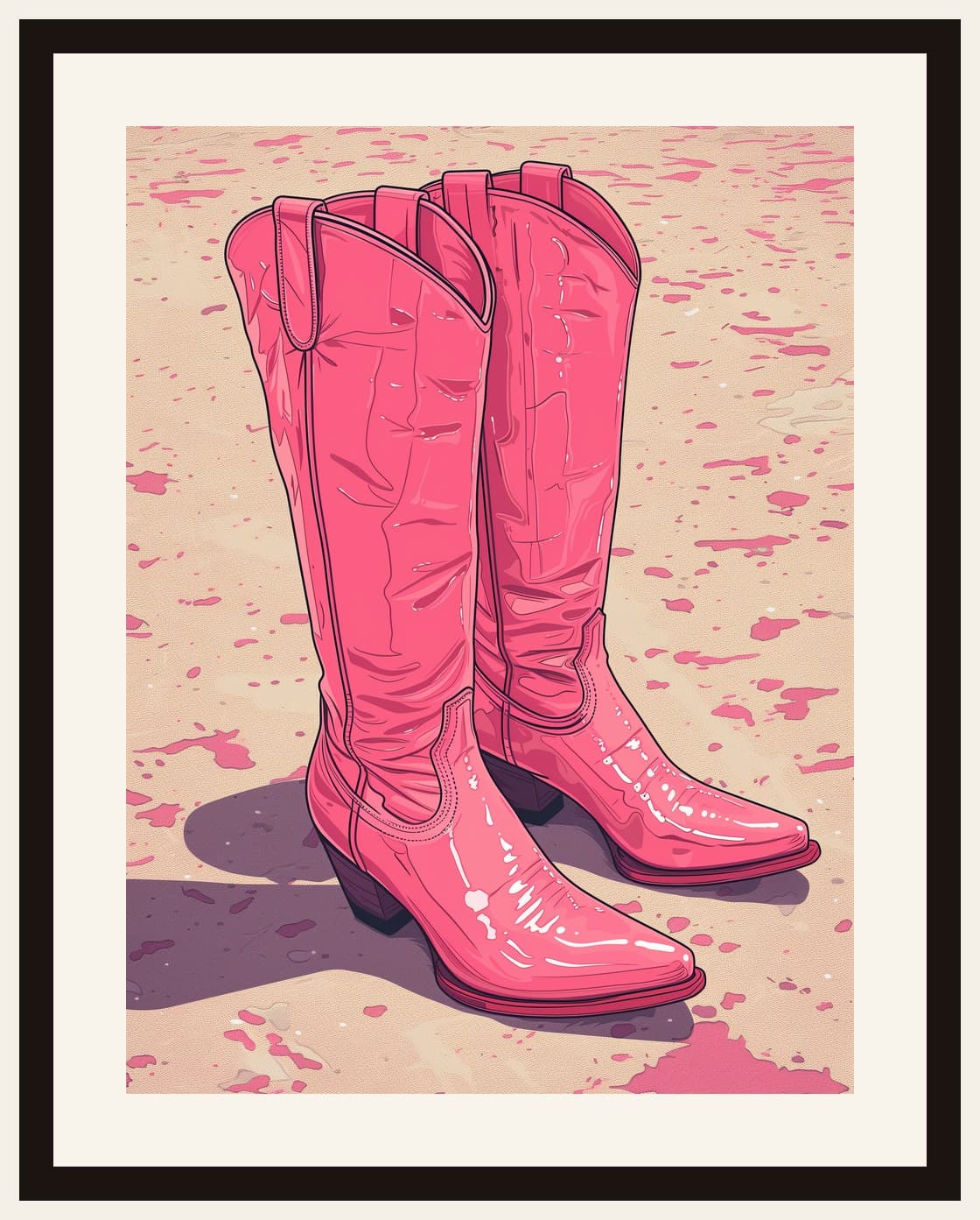 Pink Cowboy Boots Vector Illustration