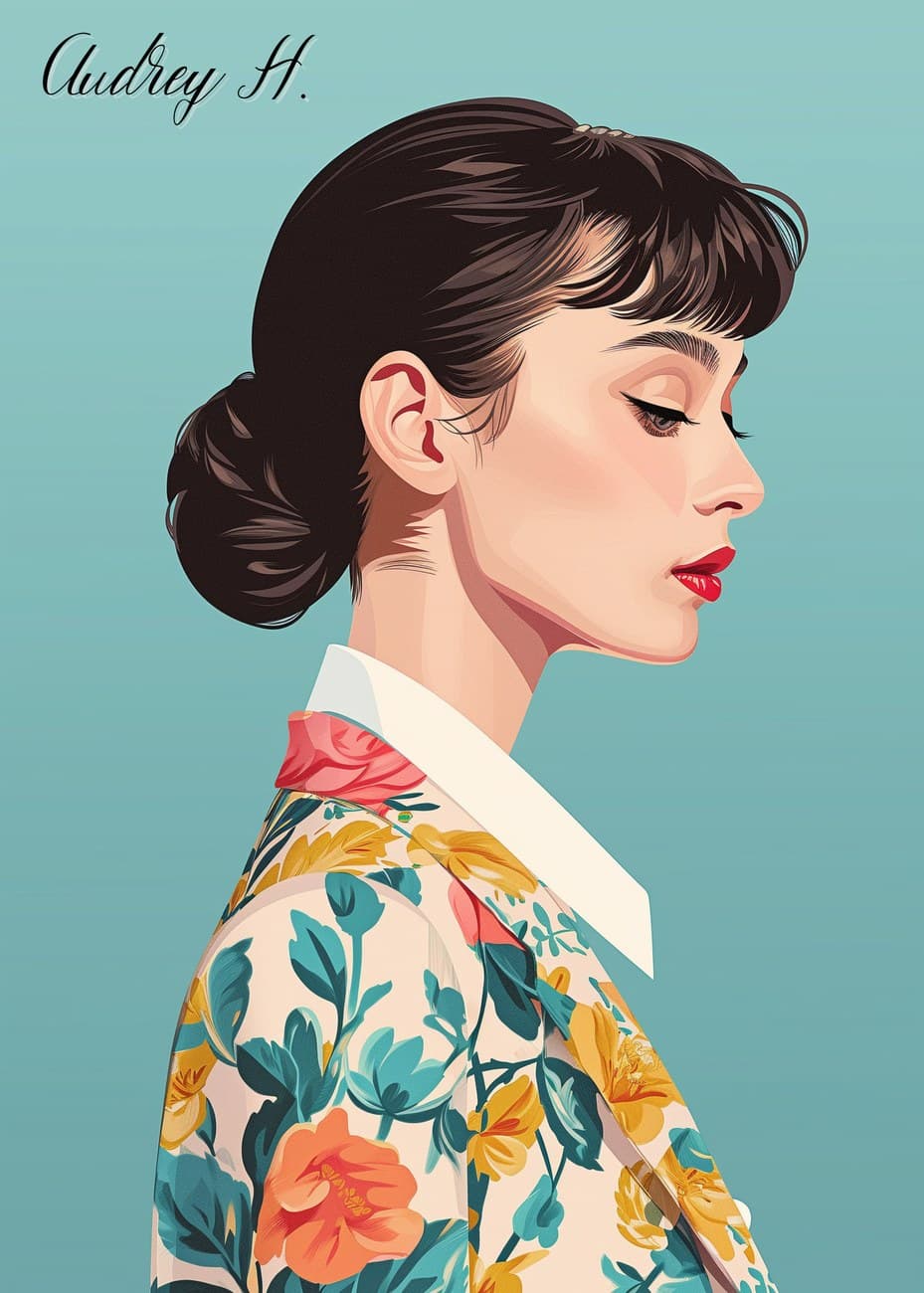 Audrey Hepburn Floral Jacket Portrait