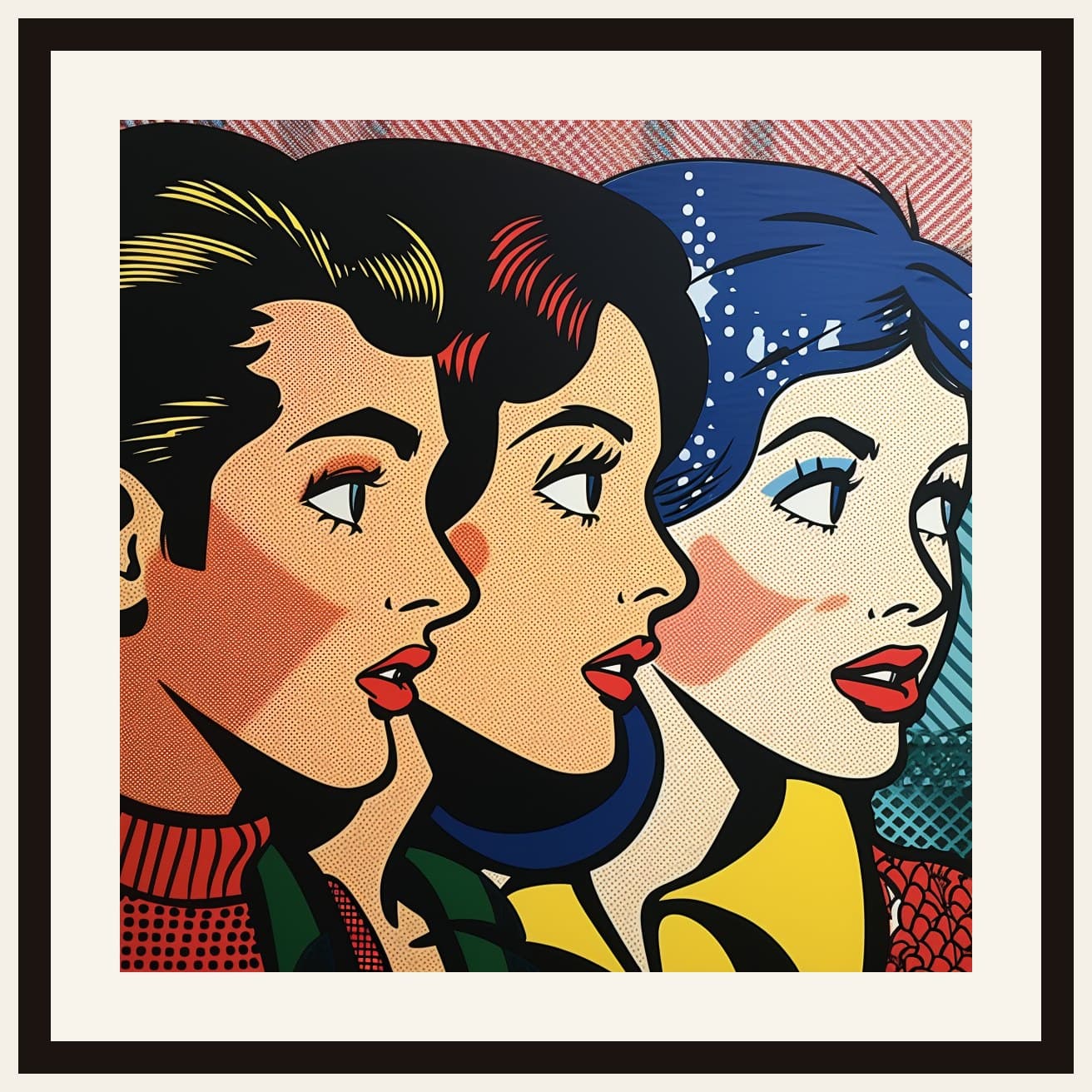 Roy Lichtenstein Style Women Trio Pop Art