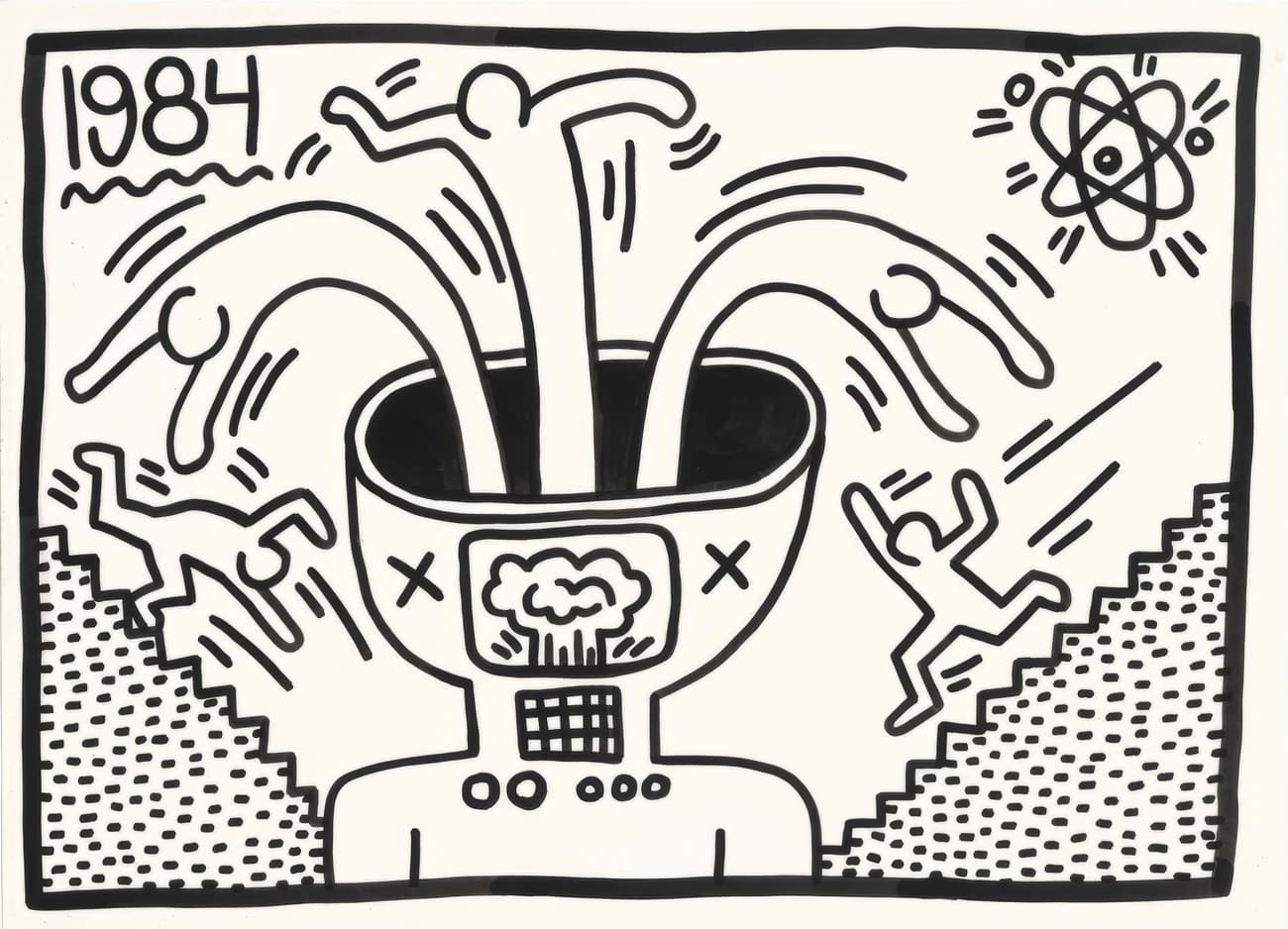 Keith Haring Nuclear Head Figures 1984