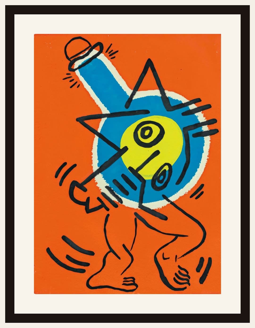 Keith Haring Style Orange Figure Graffiti
