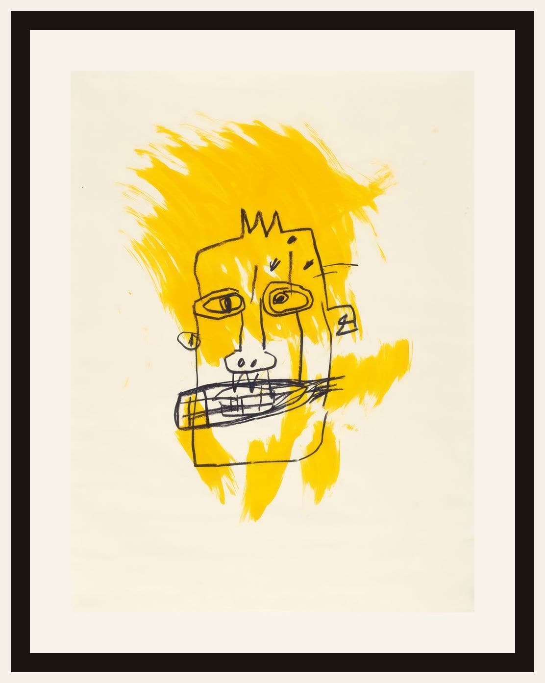 Basquiat Yellow Crown Head Expressionist