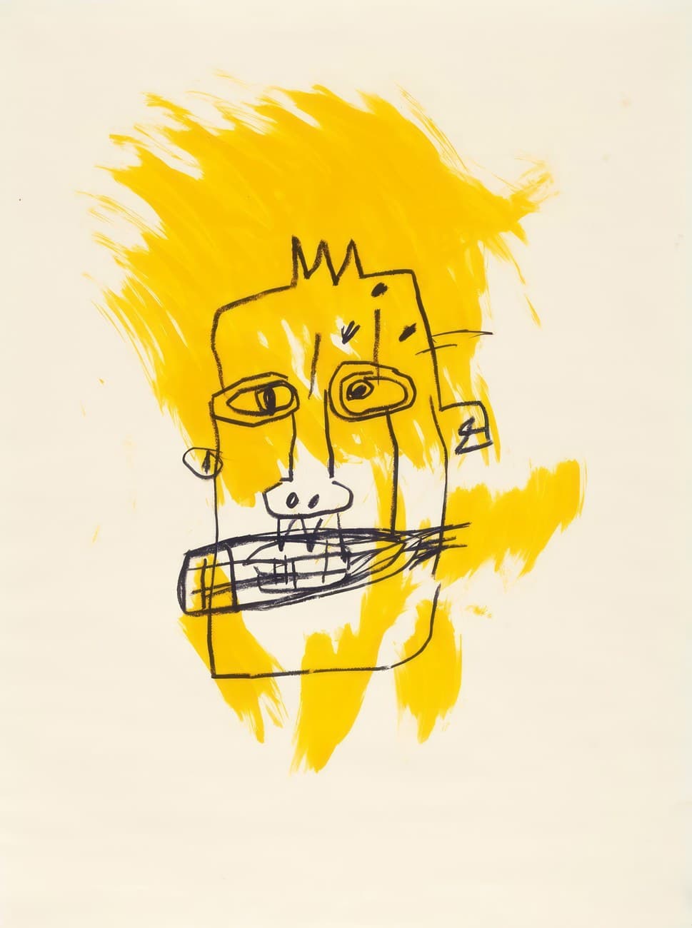 Basquiat Yellow Crown Head Expressionist