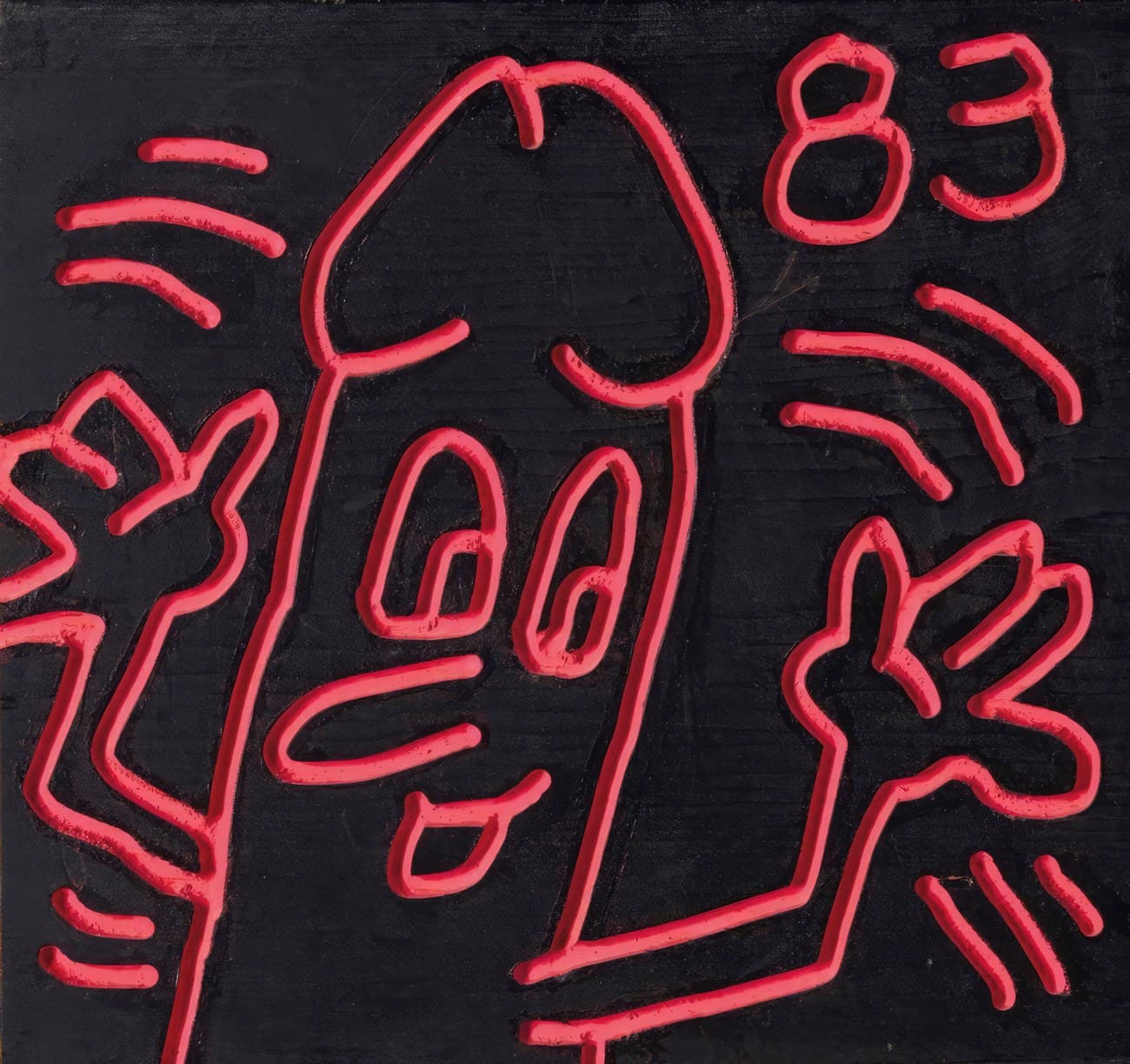 Keith Haring Neon Red Figures Black