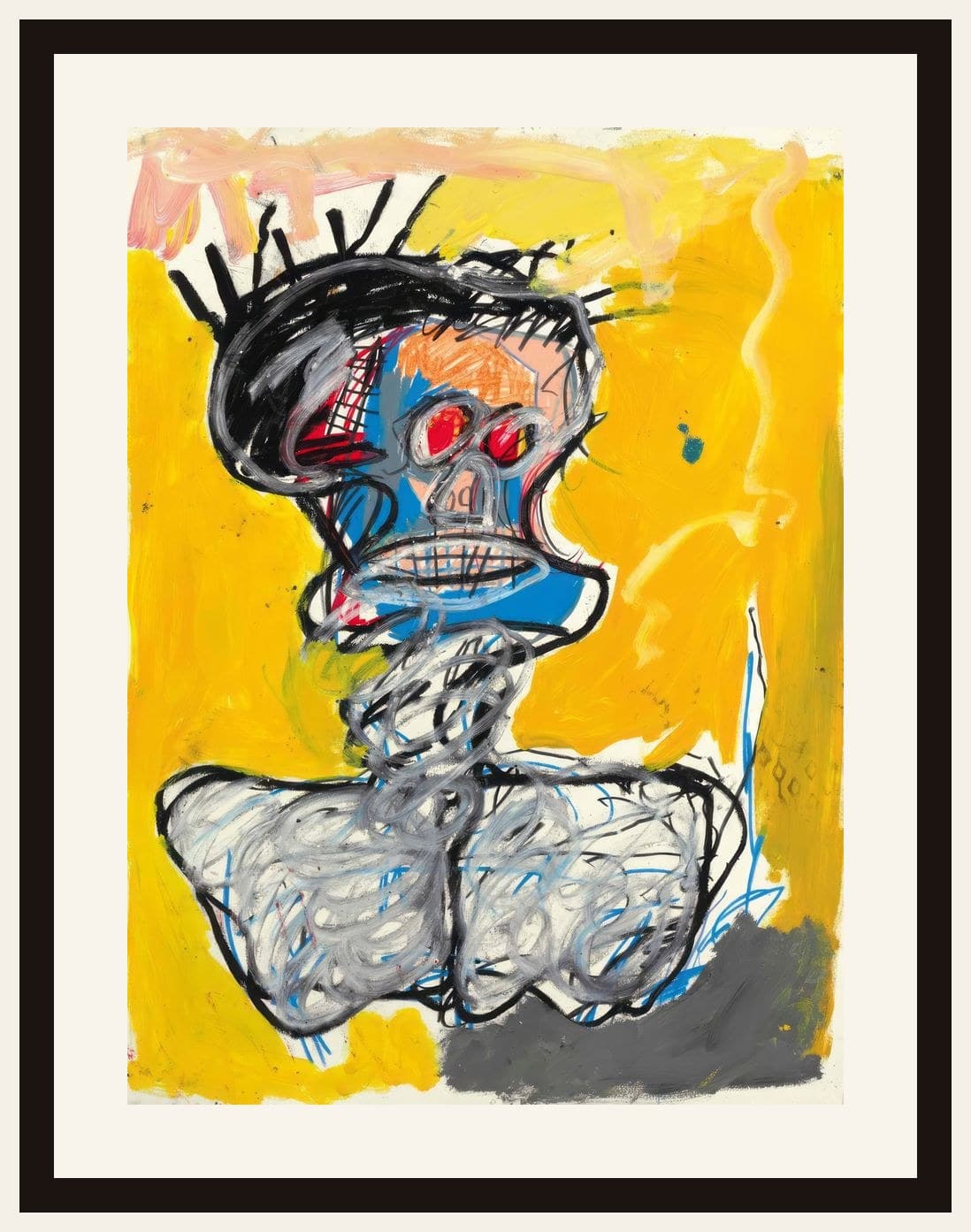 Basquiat Skull Graffiti Expressionist Portrait