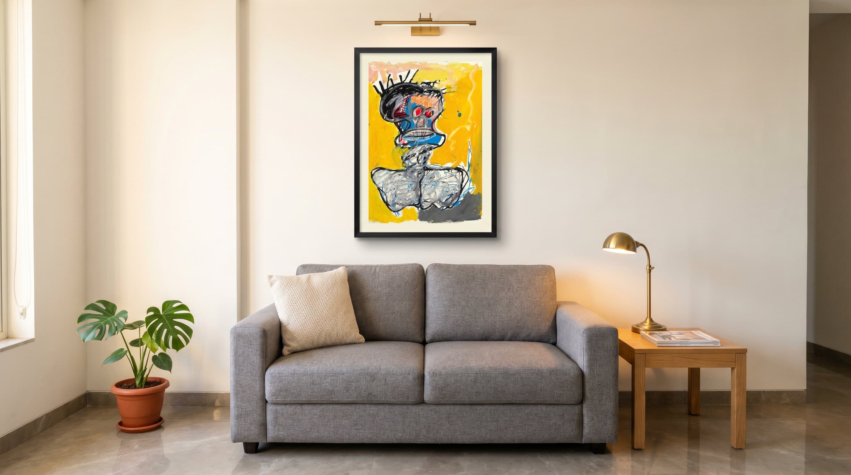 Basquiat Skull Graffiti Expressionist Portrait — in situ