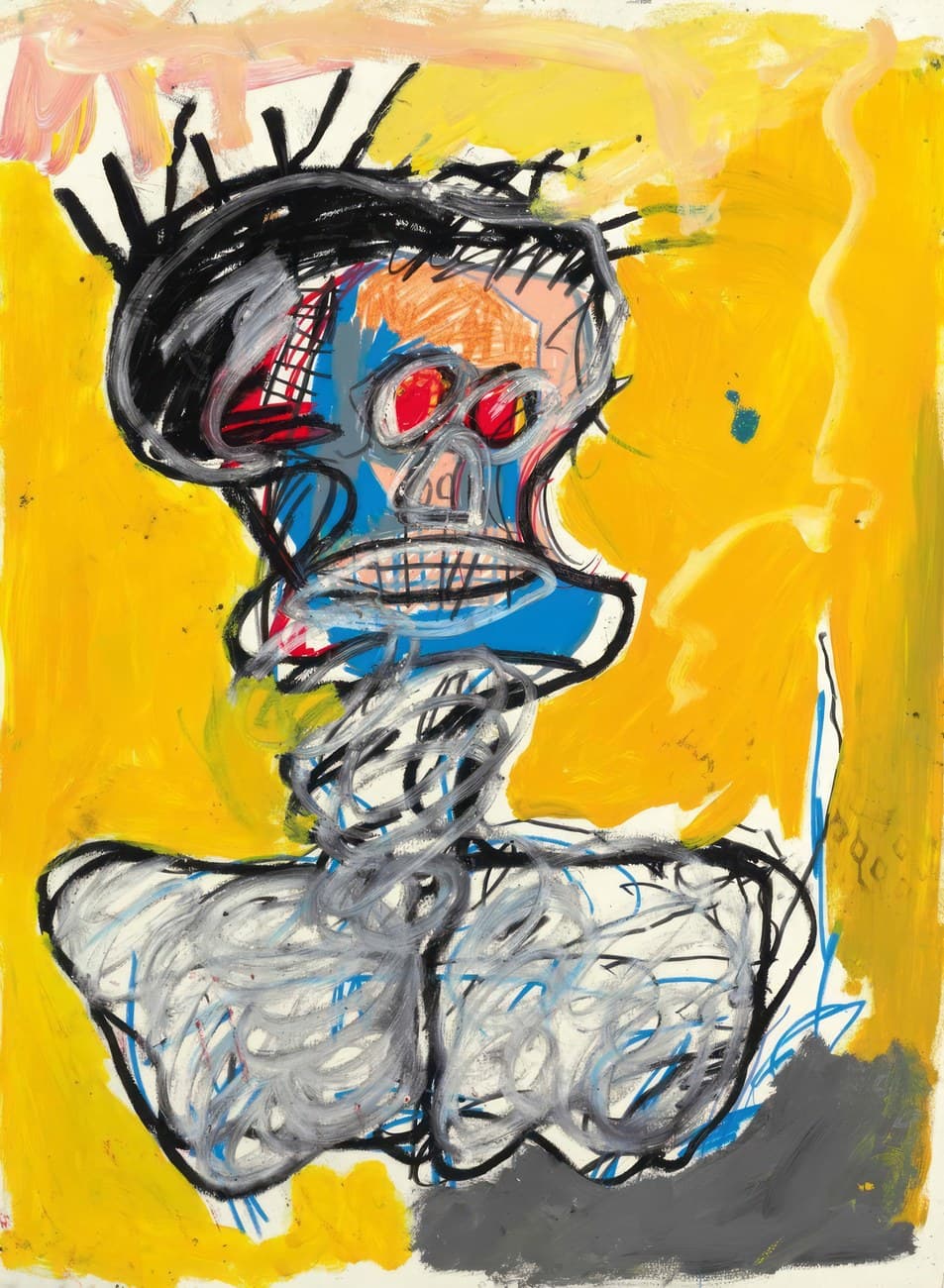 Basquiat Skull Graffiti Expressionist Portrait