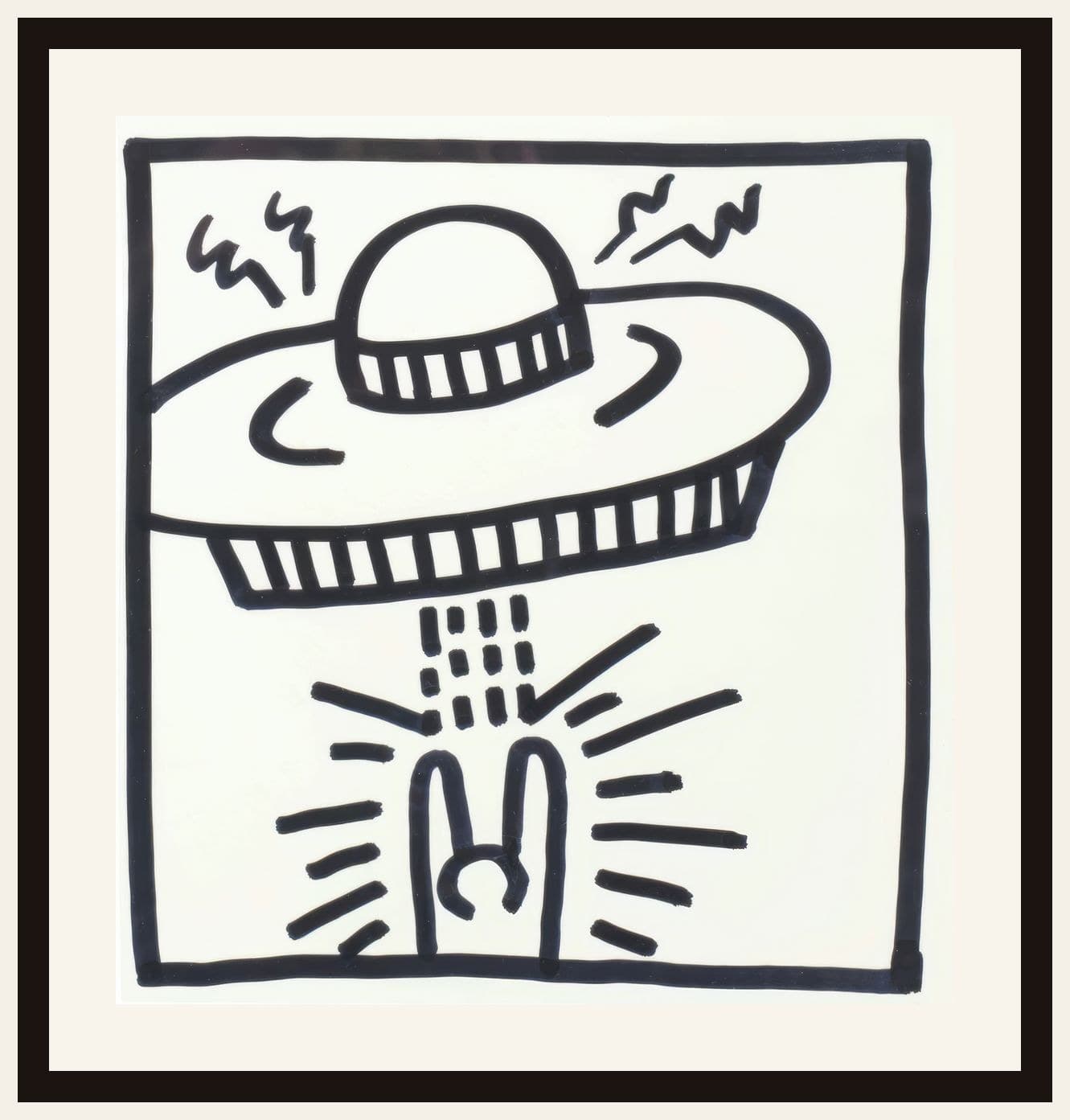 Keith Haring UFO Abduction Line Drawing