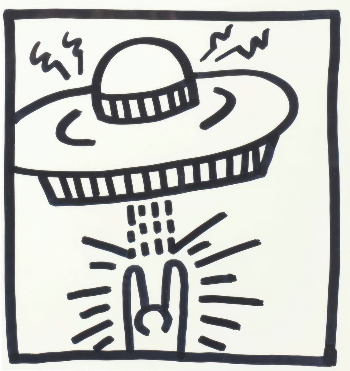 Keith Haring UFO Abduction Line Drawing